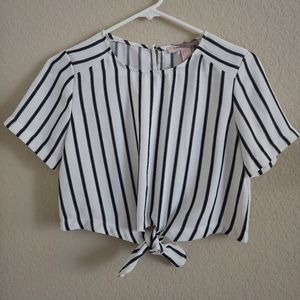 cropped tie waist shirt